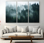 Misty Forest Wall Art | Serene Green Landscape Canvas Print