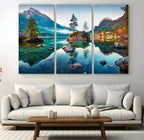 Crystal Clear Lake Wall Art | Mountains Wall Art Canvas | 3 Panel Landscape