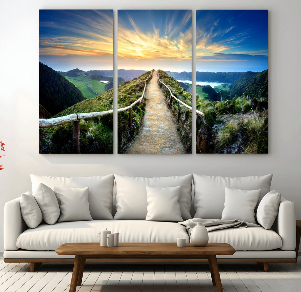 Mountain and Sunset Wall Art Canvas Print