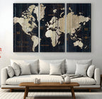 Antique Old World Map Wall Art Canvas Print