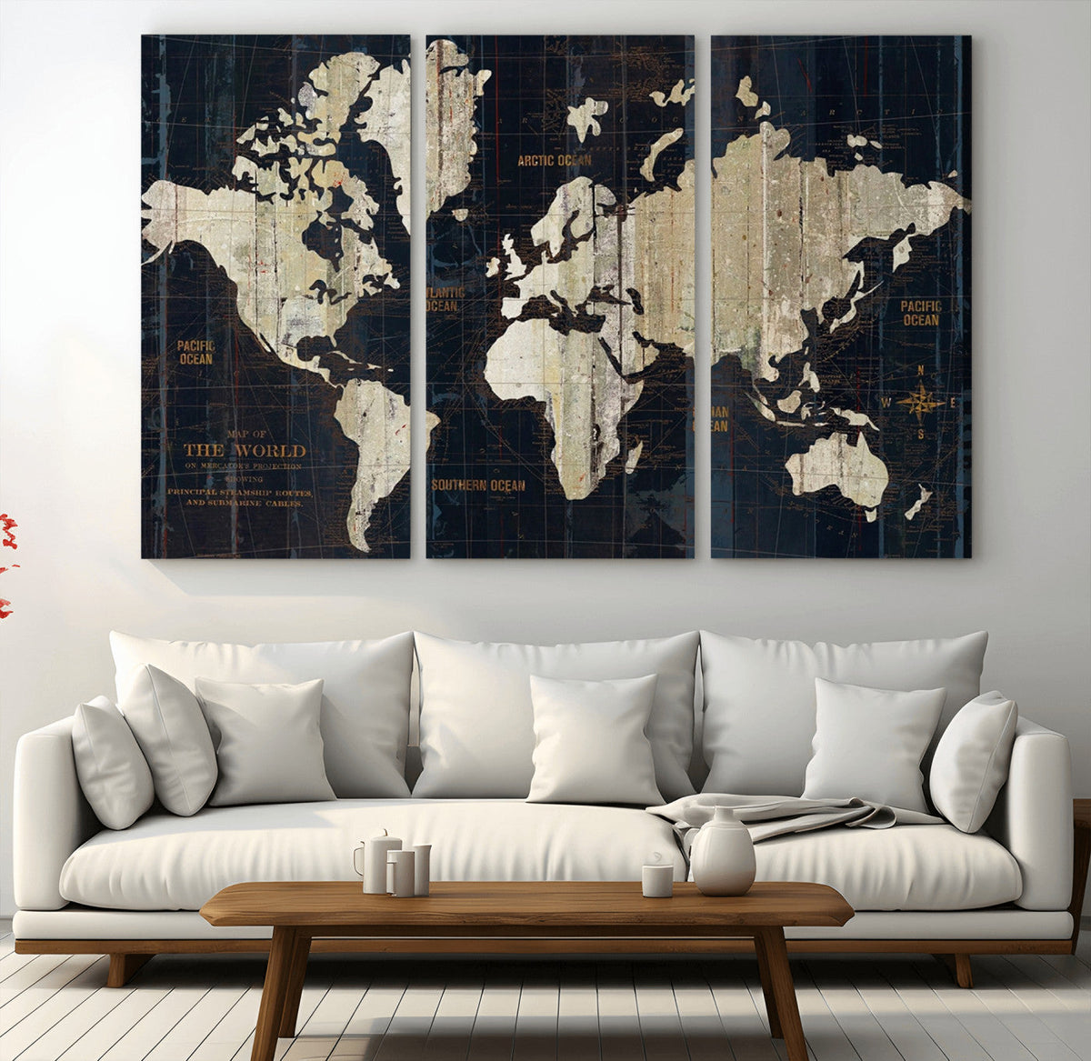 Antique Old World Map Wall Art Canvas Print