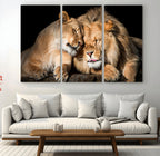 Lion and Lioness Wall Art Canvas Print | African Wildlife Animal Art
