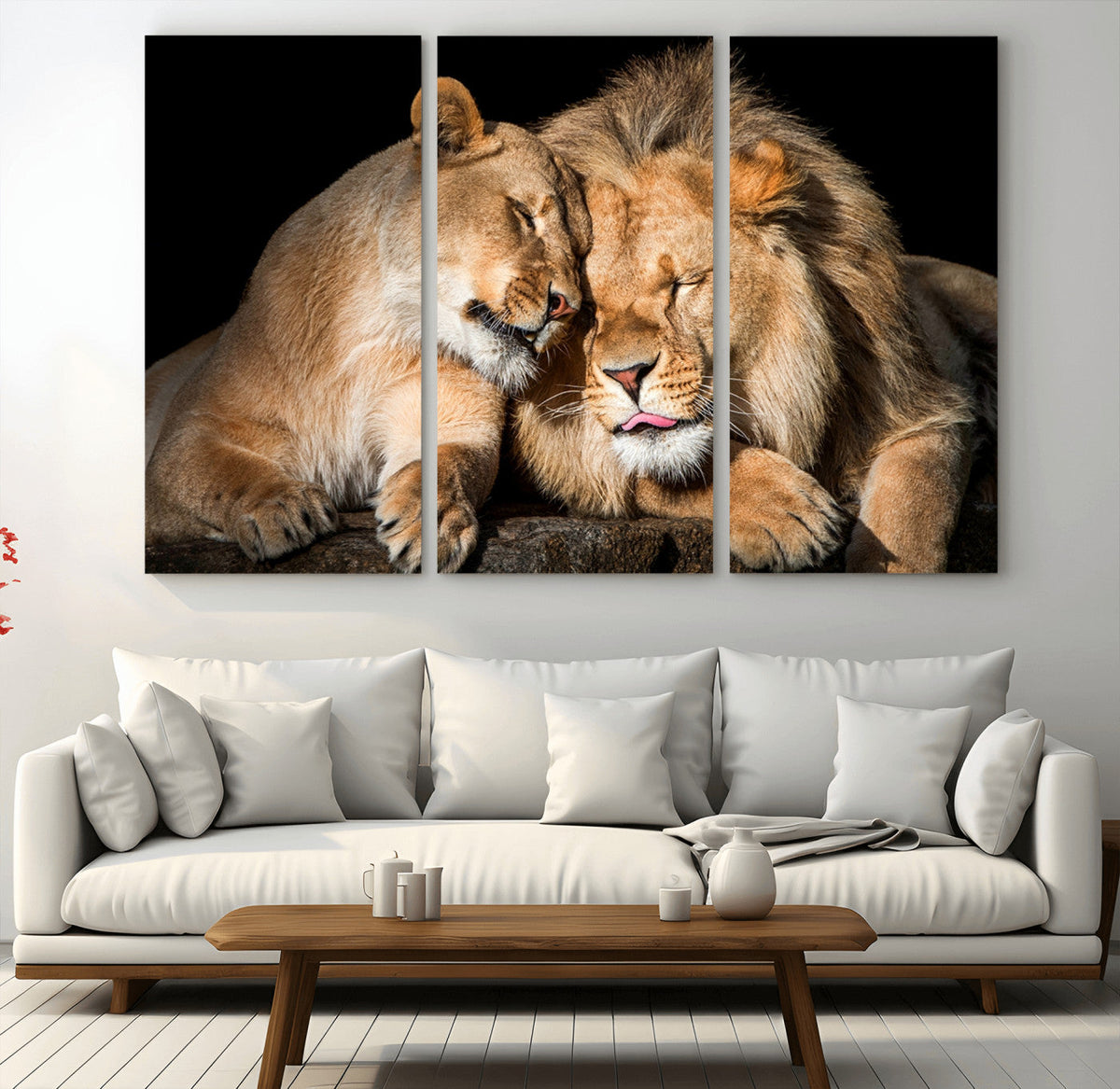 Lion and Lioness Wall Art Canvas Print | African Wildlife Animal Art