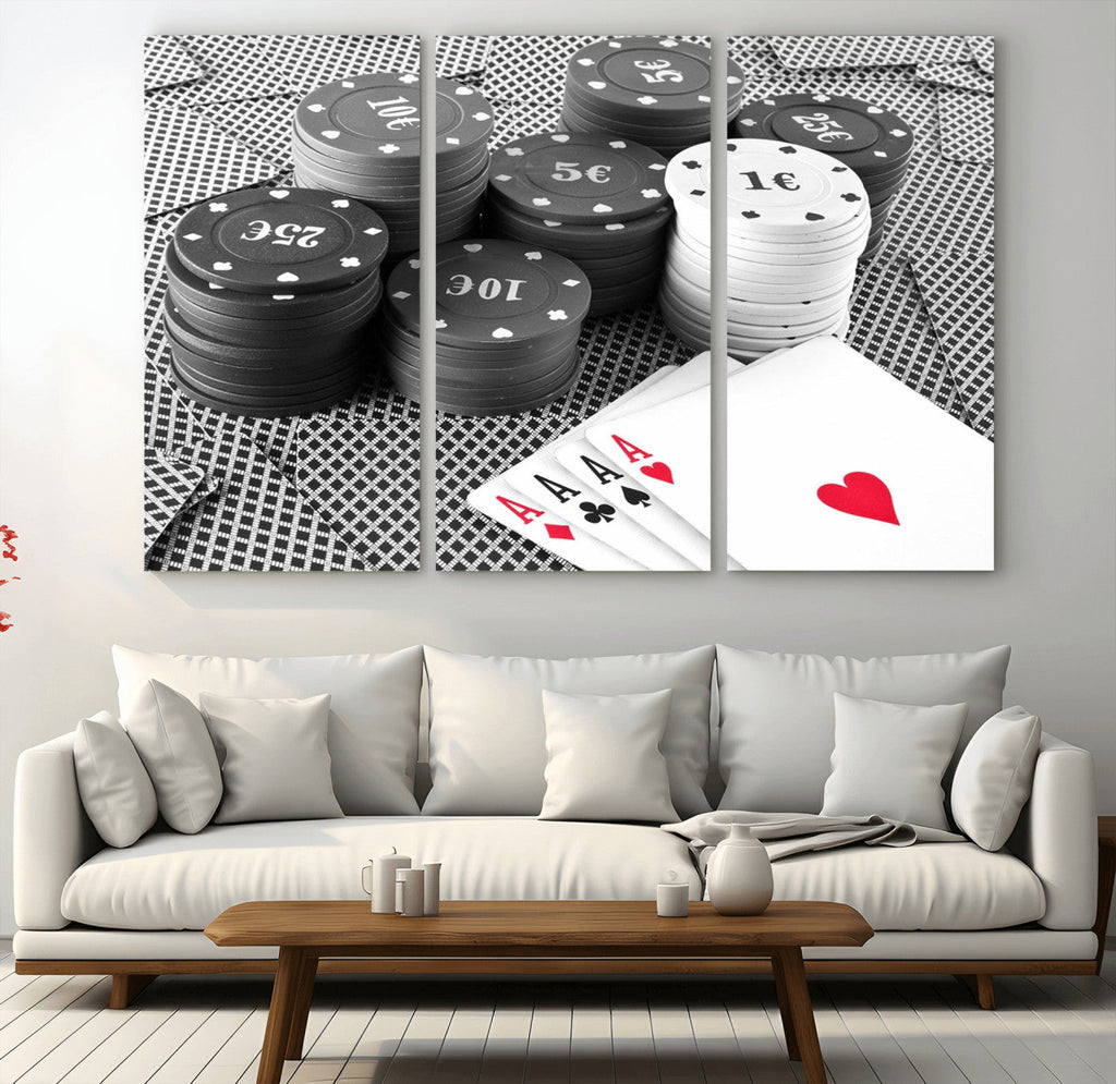 Poker Game Cards Wall Art Canvas, Multi Panel Wall Art