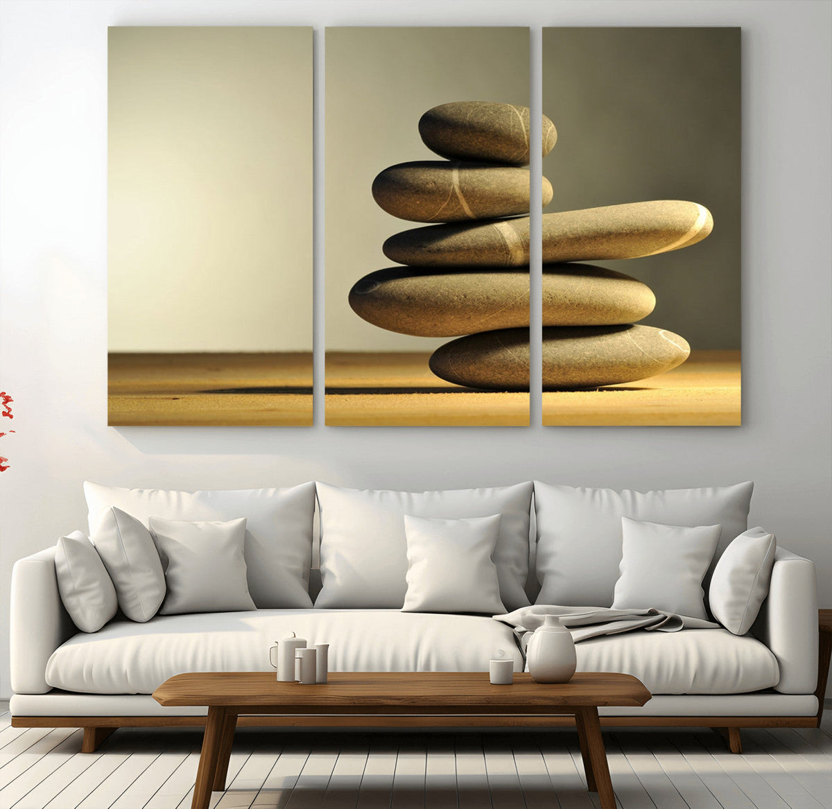 Fluvial Zen Stones Canvas Wall Art Print