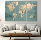 Classic World Map Canvas Print | Framed Vintage Map Wall Art