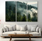 Misty Forest Wall Art Premium Canvas Print, Foggy and Serene Atmosphere