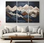 Rustic Mountain Landscape Wall Art Canvas Print, Framed 3D Wooden Effect Mountain Art