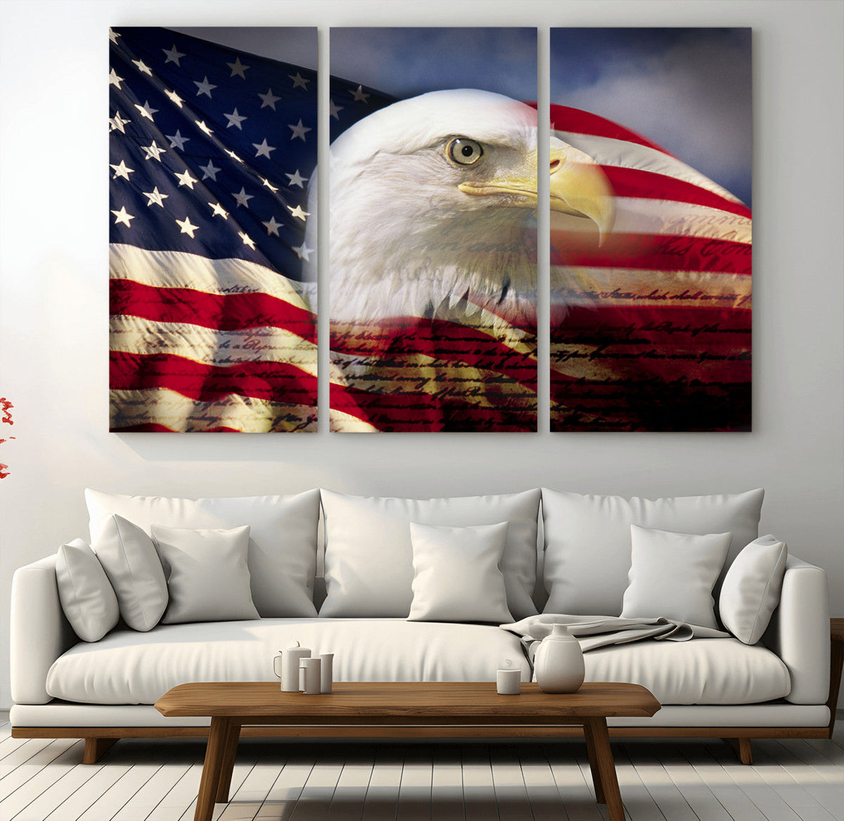American Flag Eagle Symbol Wall Art Canvas Print, Patriotic American Flag Eagle Wall Art