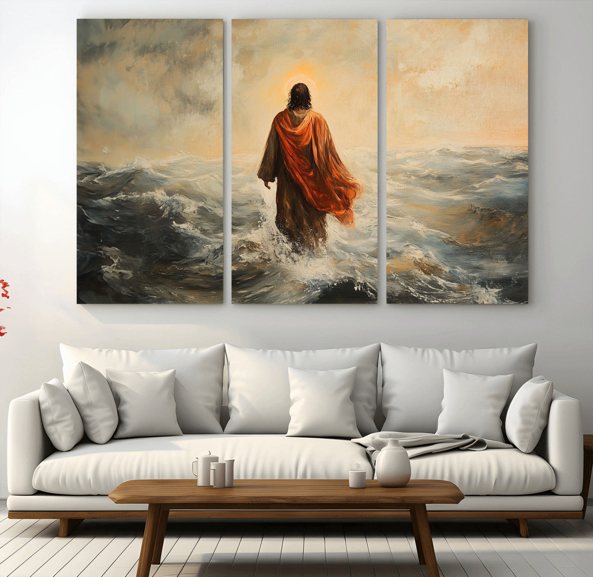 Jesus Walking on Water, Christian Wall Art, Jesus Christ Oil Painting Style Print