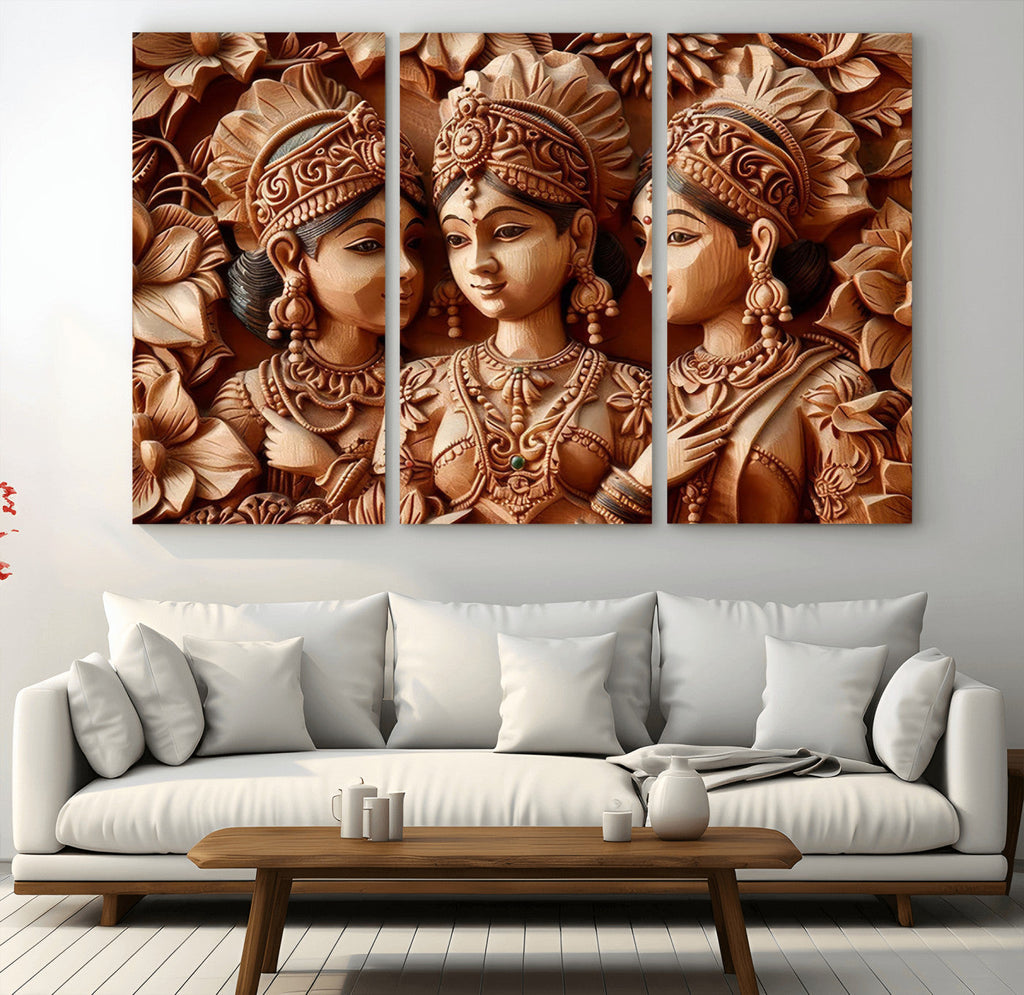 Indian Woman Statue Wall Art Canvas Print