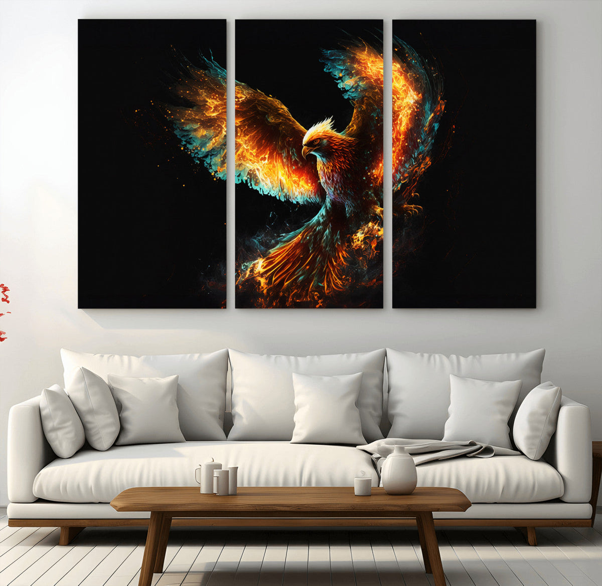 Fiery Phoenix Canvas Print | Ready to Hang Wall Art | Bold Fantasy Decor