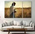 Jesus the Good Shepherd Wall Art Canvas Print, Inspirational Christian Religious Print for Prayer Room