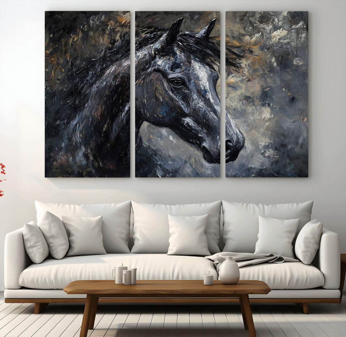 Large Abstract Horse Wall Art Canvas Print, Farmhouse Wall Art