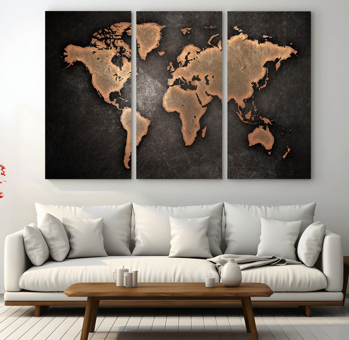 World Map Canvas Print | Framed Travel Map Wall Art for Couples