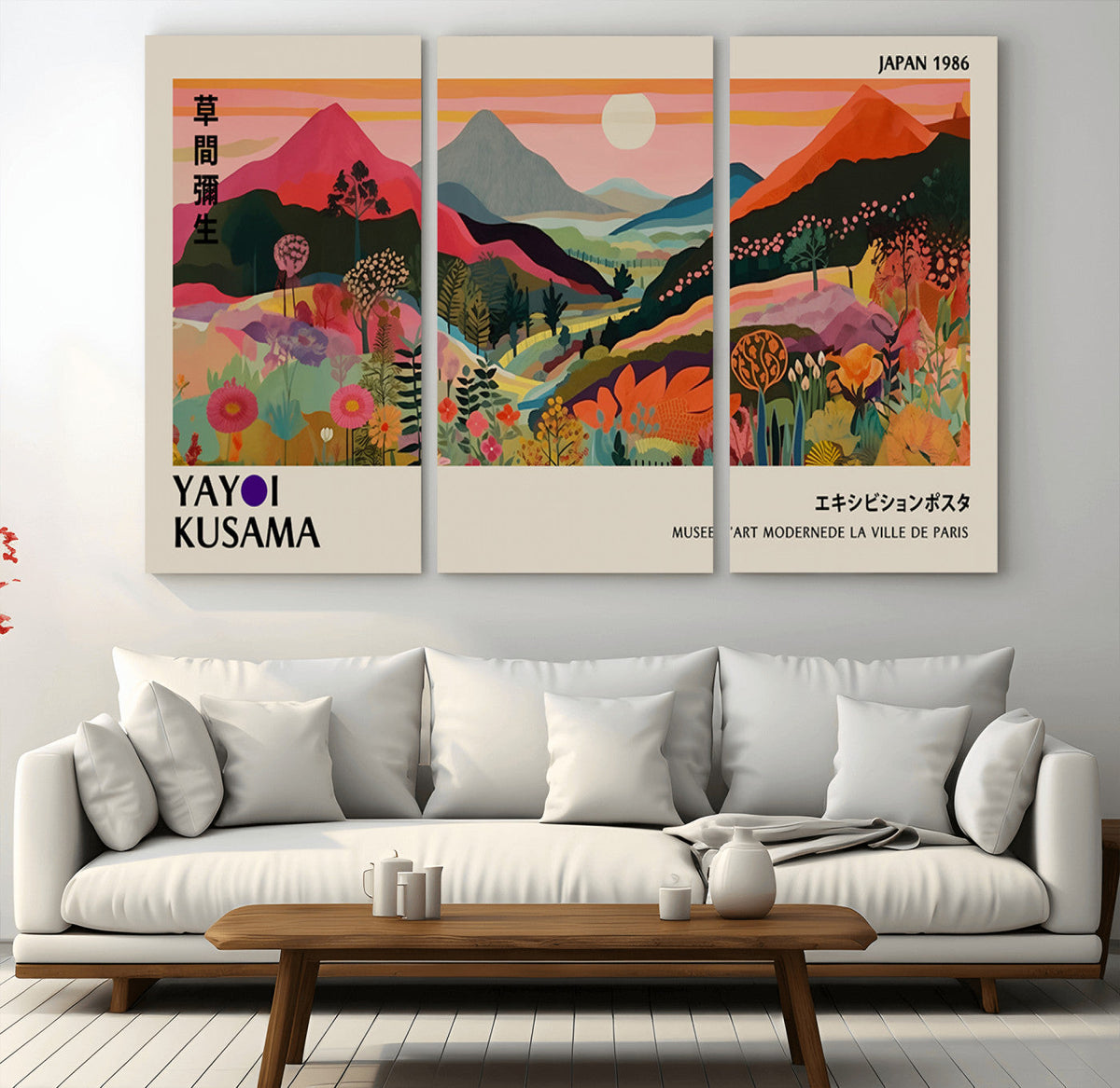Yayoi 1986 Wall Art Print, Vibrant Wabi Sabi Japanese Abstract Design