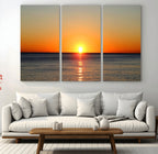 Golden Horizon Sunset Over Ocean Wall Art Canvas Print | Tropical Beach Canvas