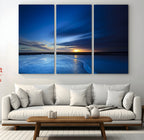 Blue Sunset Ocean Canvas Wall Art Print | Serene Coastal Horizon