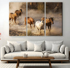 Large Wall Art 5 Horses Running on Sand Canvas Print