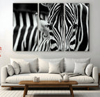 Zebra Wall Art | Zebra Close Up Canvas Print | Framed Black and White Wildlife