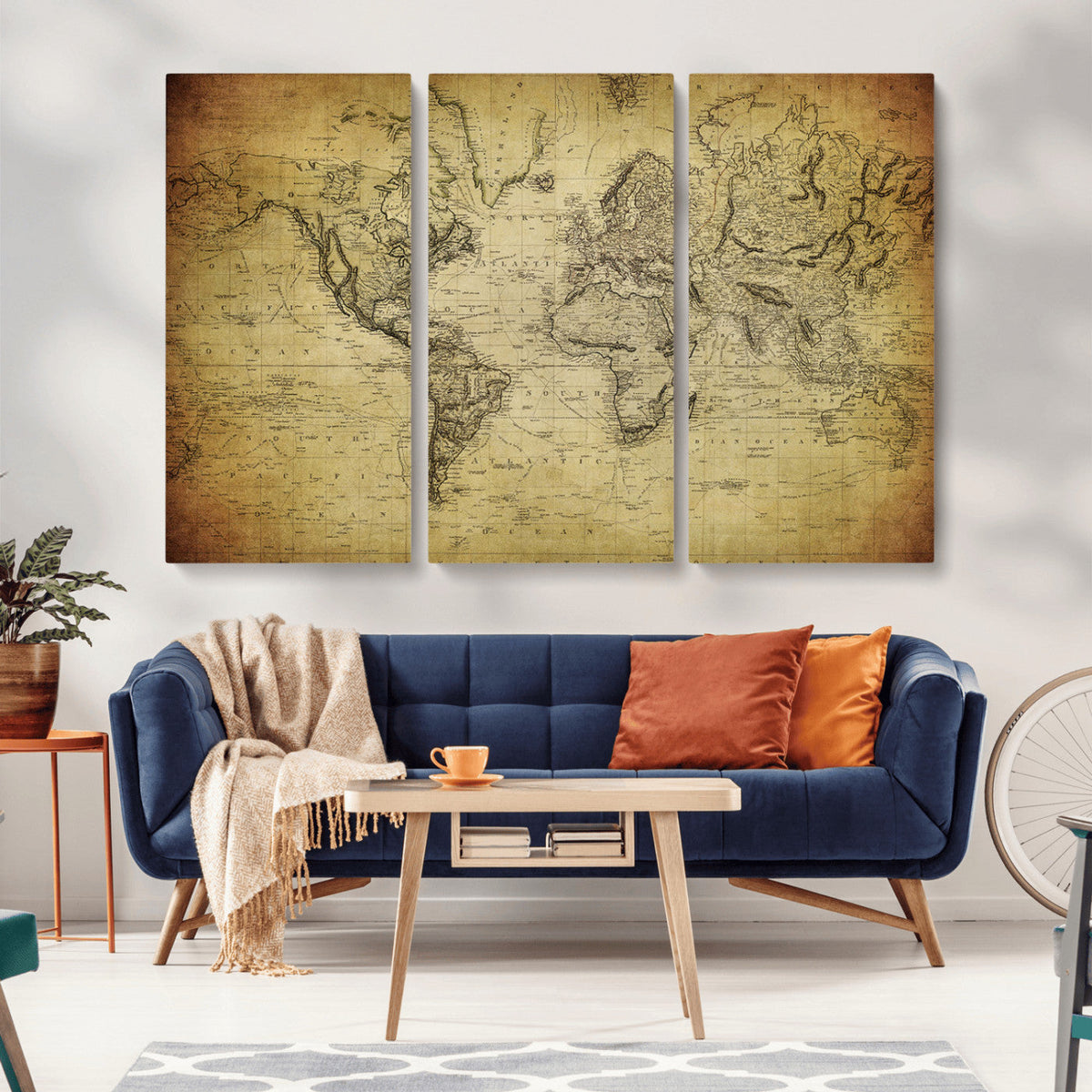 Push Pin World Map Canvas Print | Travel Tracker Wall Art