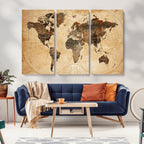 Push Pin World Map Canvas Print | Framed Travel Tracker Wall Art