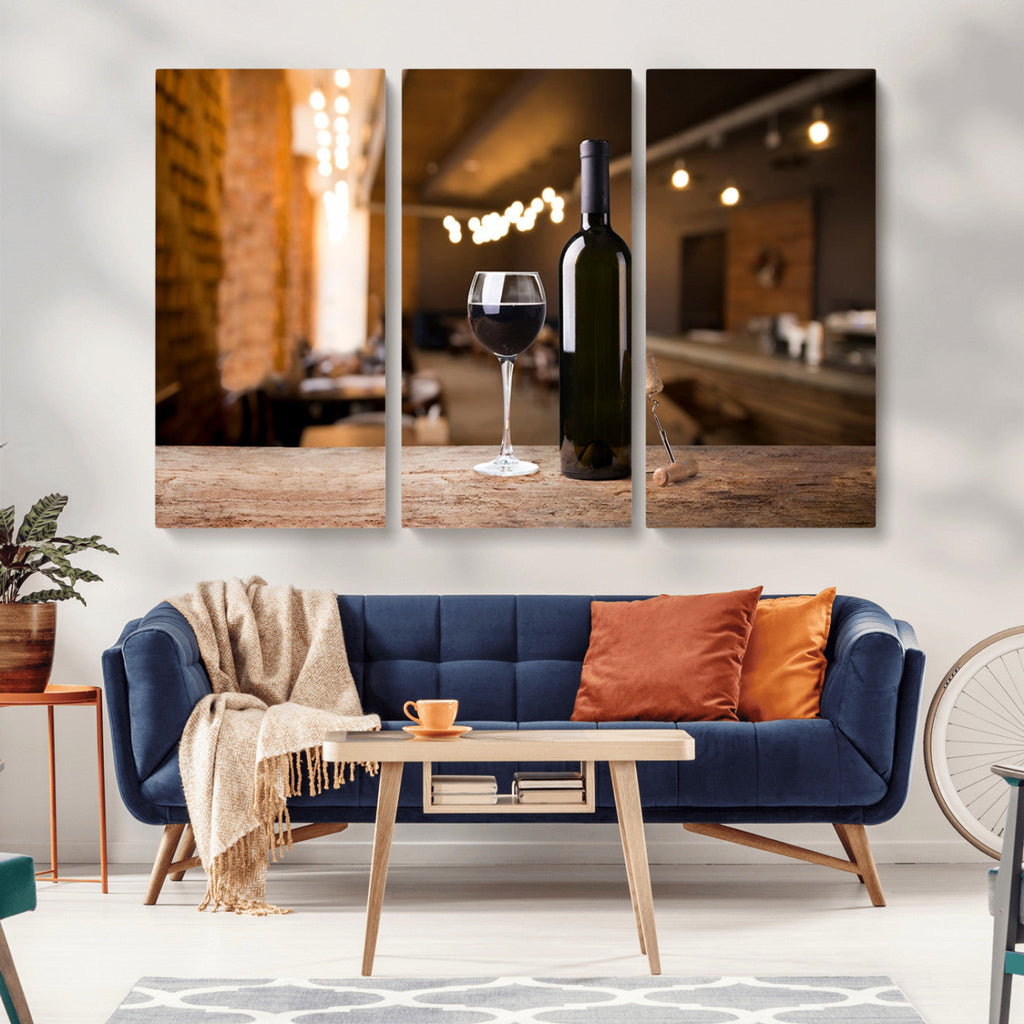 Wine and Bottle Wall Art Canvas Print