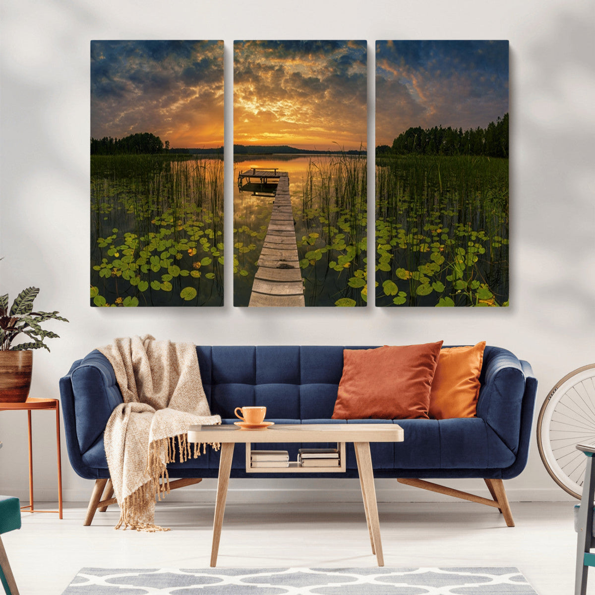Lake and Flower Wall Art Canvas Print