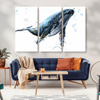 Watercolor Whale Wall Art Canvas Print