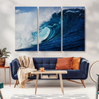 Ocean Wave at Sunset Canvas Art, Large Wall Print of Vibrant Water Waves