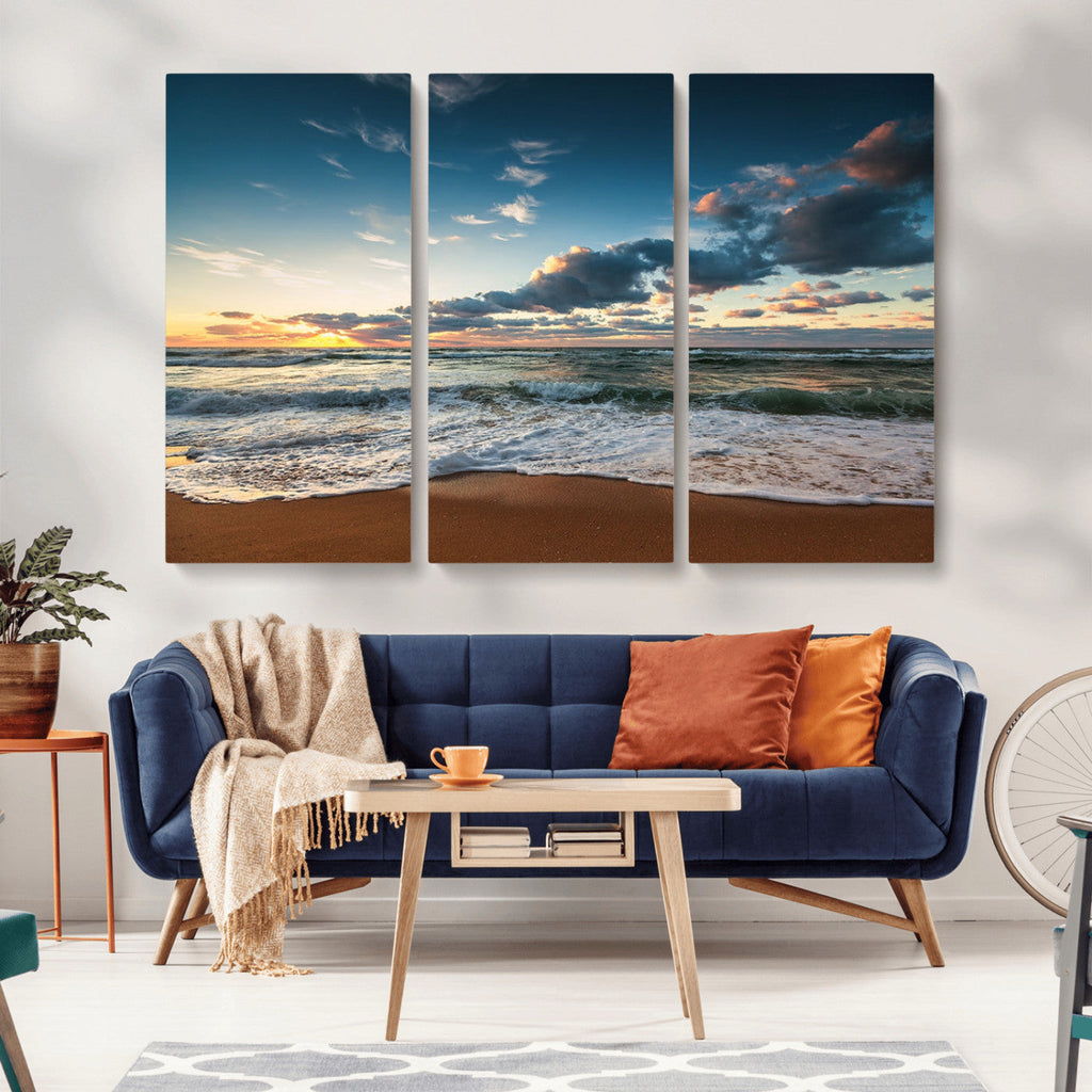 Ocean Beach Wall Art Canvas Print Sunset Artwork Print