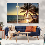 Sunset Palm Trees Wall Art Canvas Print