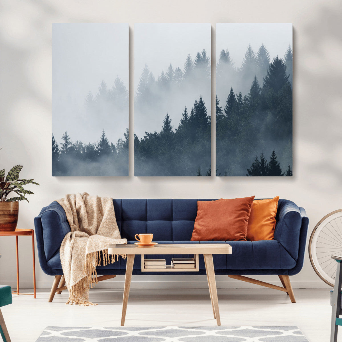 Foggy Pine Forest Wall Art Canvas Print