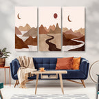 Boho Wall Art Canvas Print Set | Mid-Century Bohemian Wall Artwork, Boho Neutral