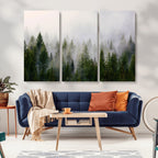Forest Wall Art Canvas Print | Foggy Forest Wall Art | Pine Wood Forest Print