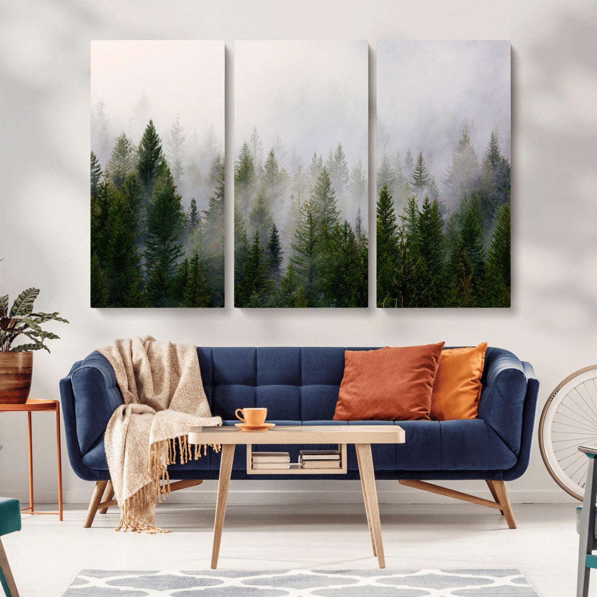 Forest Wall Art Canvas Print | Foggy Forest Wall Art | Pine Wood Forest Print