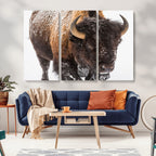Bison Wall Art Canvas Print For Farmhouse, Wild Animal Wall Art