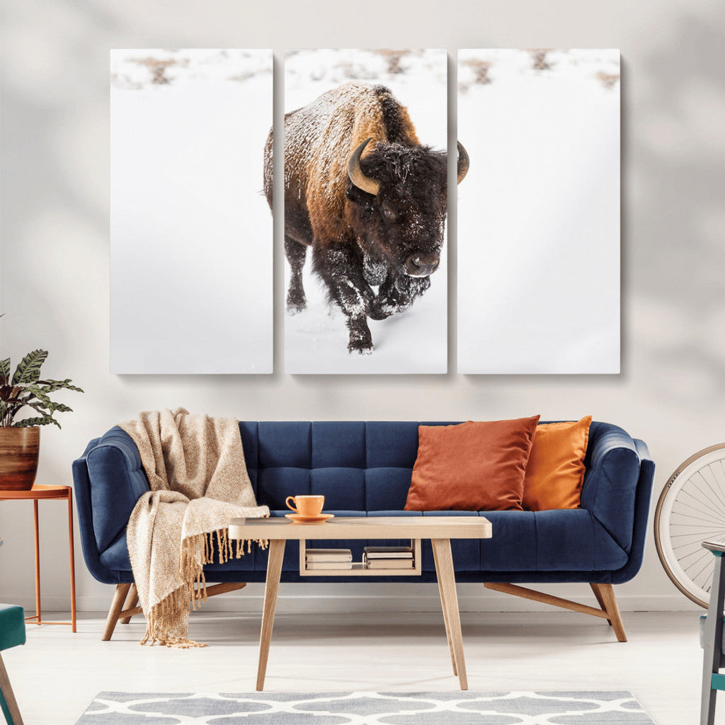 Bison Winter Wall Art Canvas Print For Farmhouse Decor
