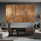 Tree Ring Canvas Art, Rustic Wood Grain Wall Art, Tree Slice Decor for Modern Homes