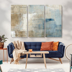 Abstract Blue and Beige Wall Art, Modern Minimalist Canvas Print Set