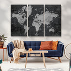 World Map Canvas Print, Detailed Map of the World Wall Art for Home or Office