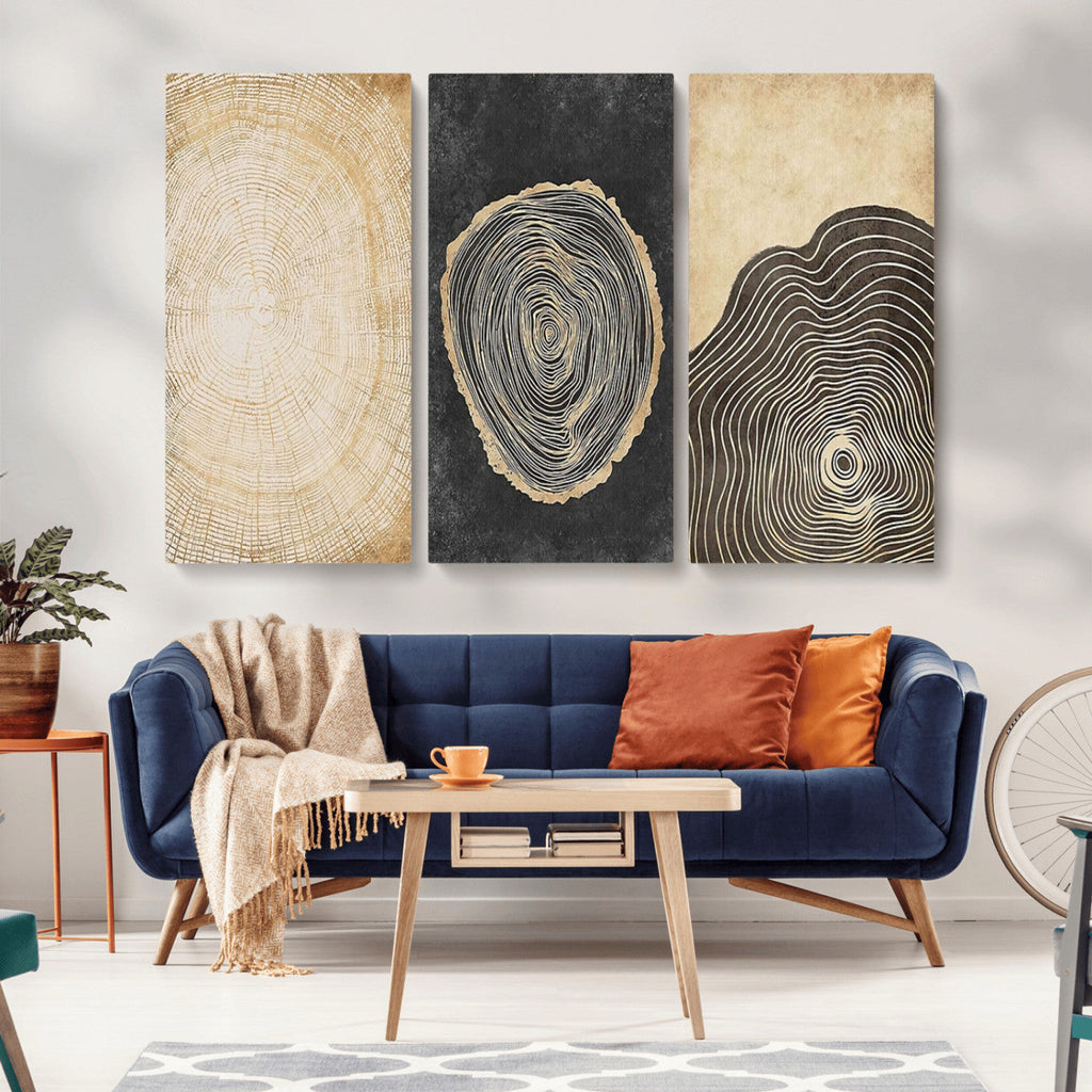 Tree Rings Canvas Wall Art Print, Minimalist Natural History in Modern Decor