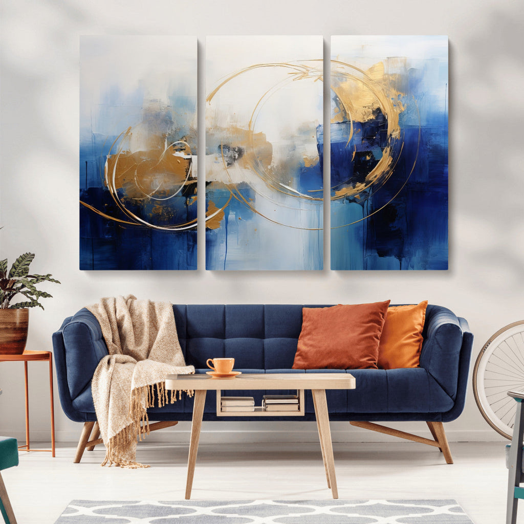 Navy Blue Abstract Wall Art Canvas Print