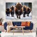 Buffalo Wall Art Canvas Print, American Bison Herd Wall Art