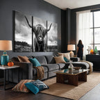Scottish Cow Wall Art Canvas Print, Longhorn Wall Art