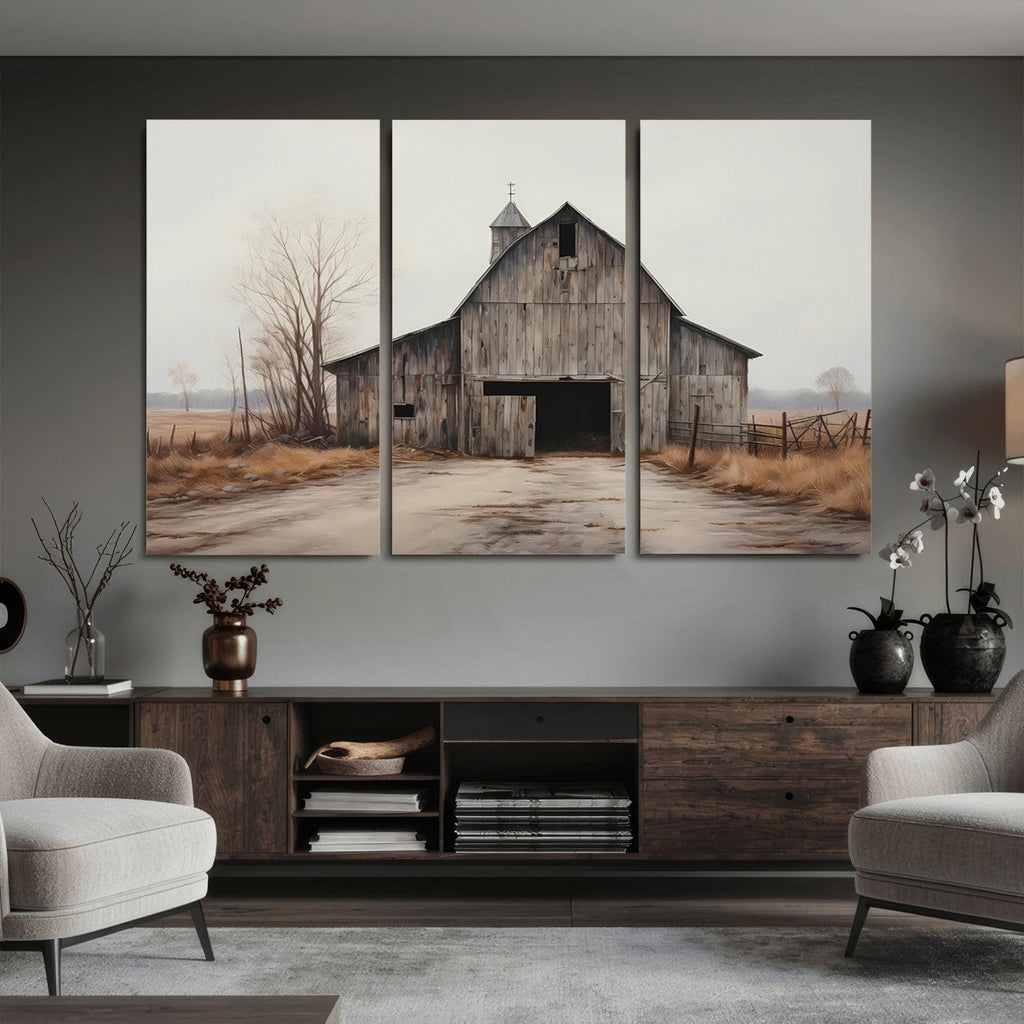 Farmhouse Rustic Barn Wall Art Canvas Print, Framed and Ready to Hang