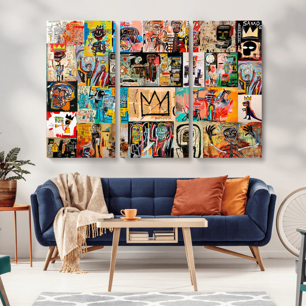 Abstract Art Collage Wall Art Canvas Print, Urban Graffiti Style