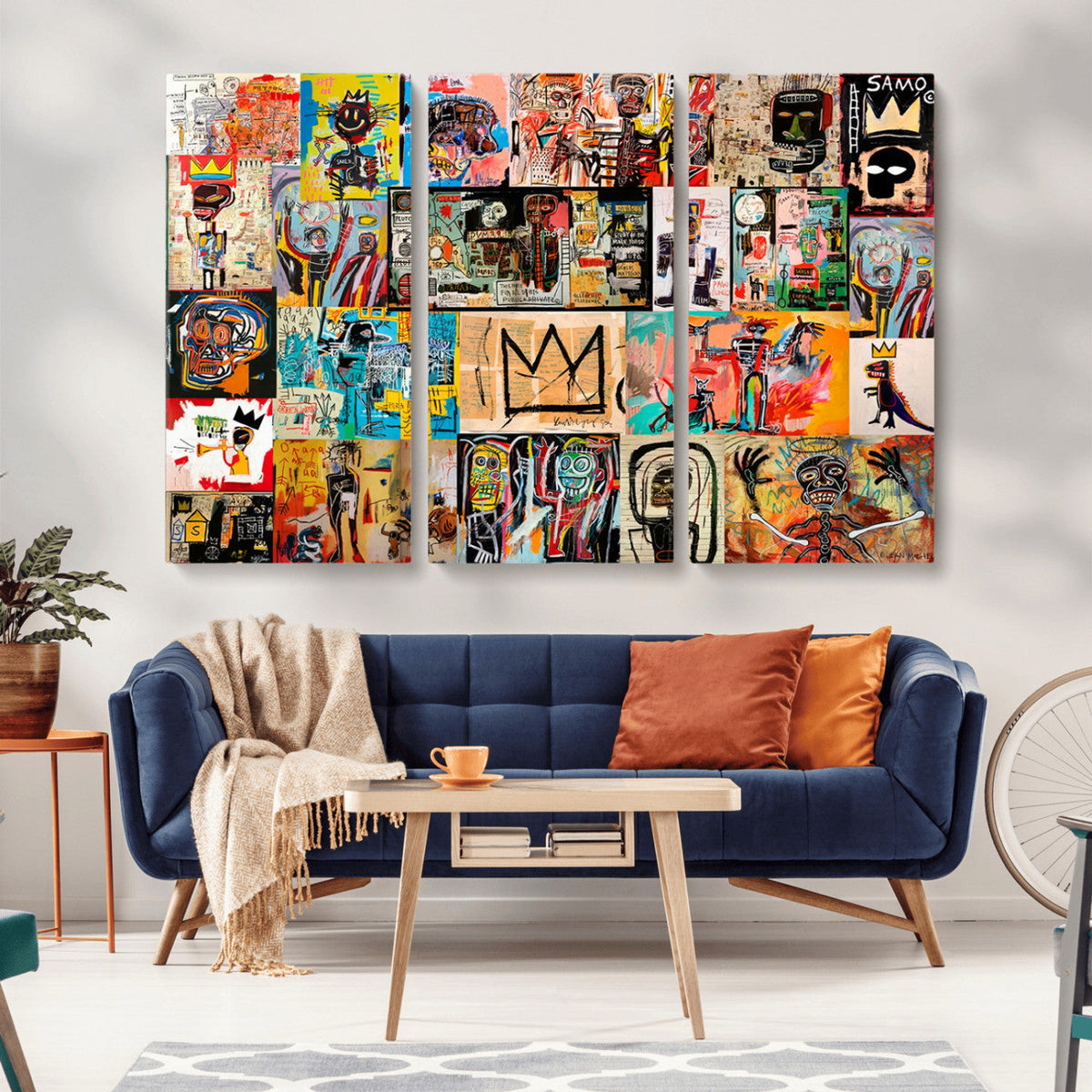 Abstract Art Collage Wall Art Canvas Print, Urban Graffiti Style
