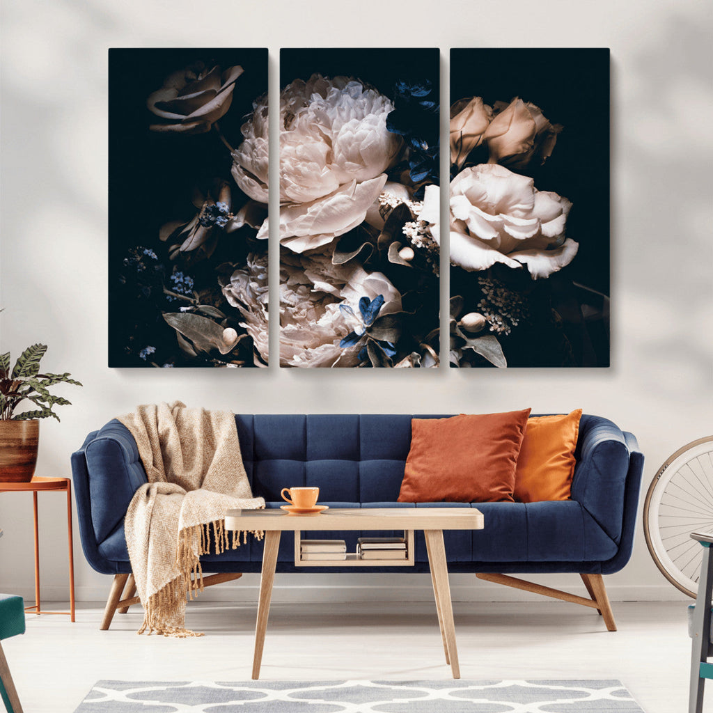 Pink Peonies Flowers Large Canvas Art Print