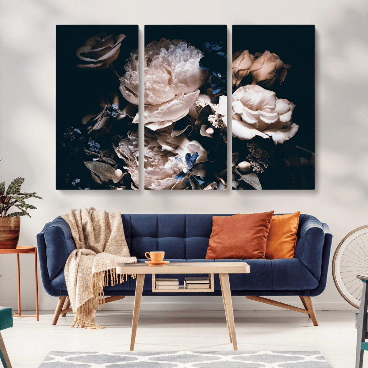 Pink Peonies Flowers Large Canvas Art Print